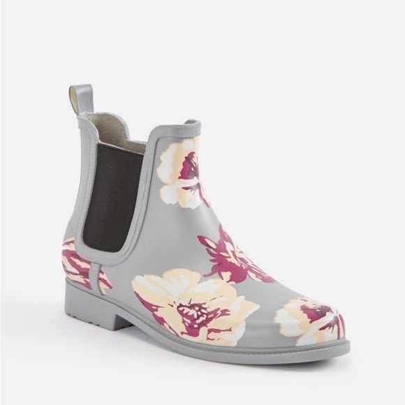 JustFab grey floral Rouela Rain Boot short size 8 - Picture 4 of 9